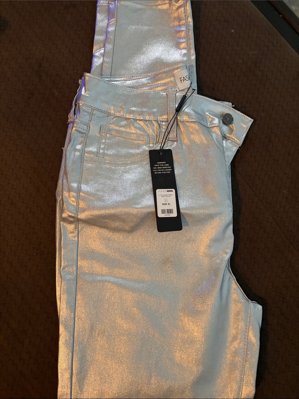 Fashion Nova Metallic Silver High-Waist Pants - Picture 5 of 5
